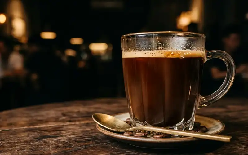 Ly cà phê mật ong với mật ong chảy